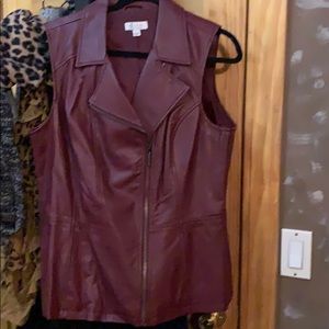 Faux leather maroon vest